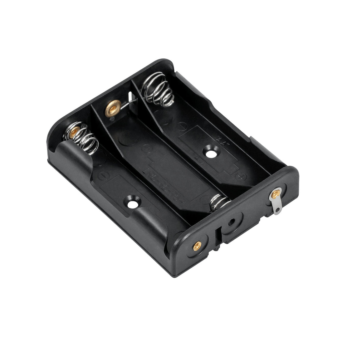 Batterijhouder 3xAA vierkant in kunststof zwart GNI0052