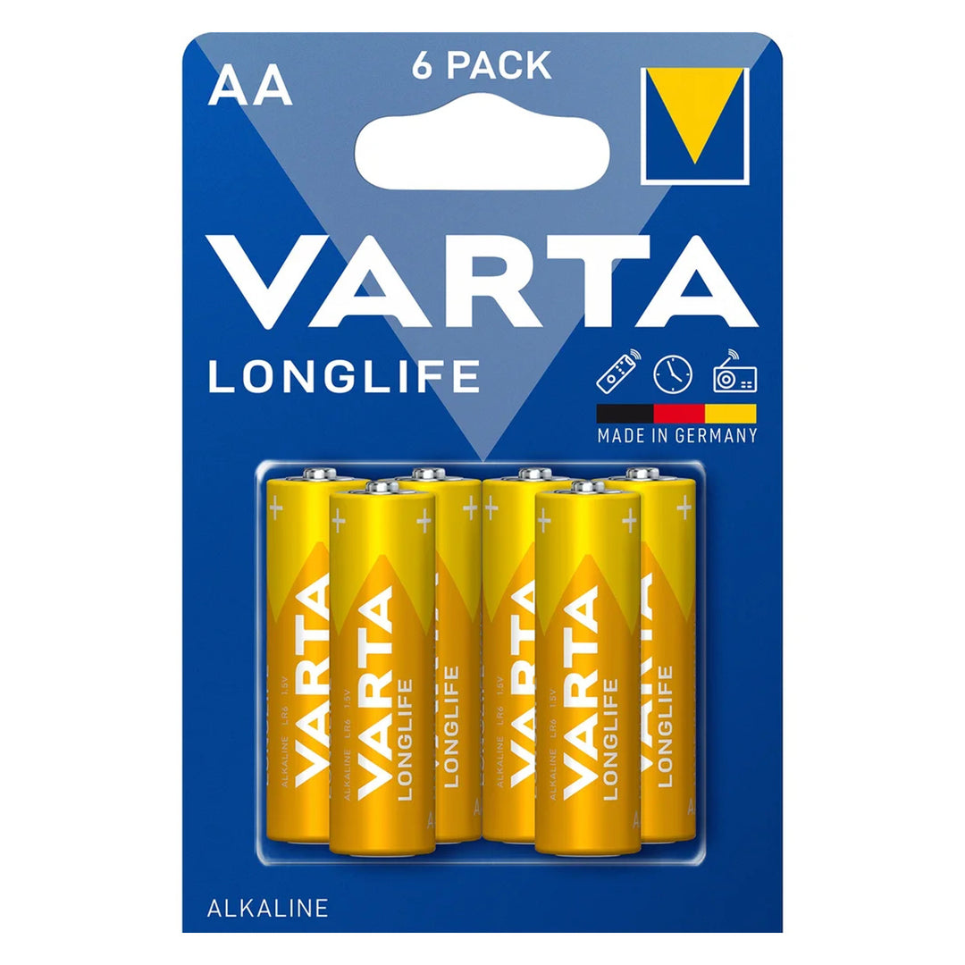 6x Varta R-06 R06 AA 1,5V alkaline Longlife-batterij