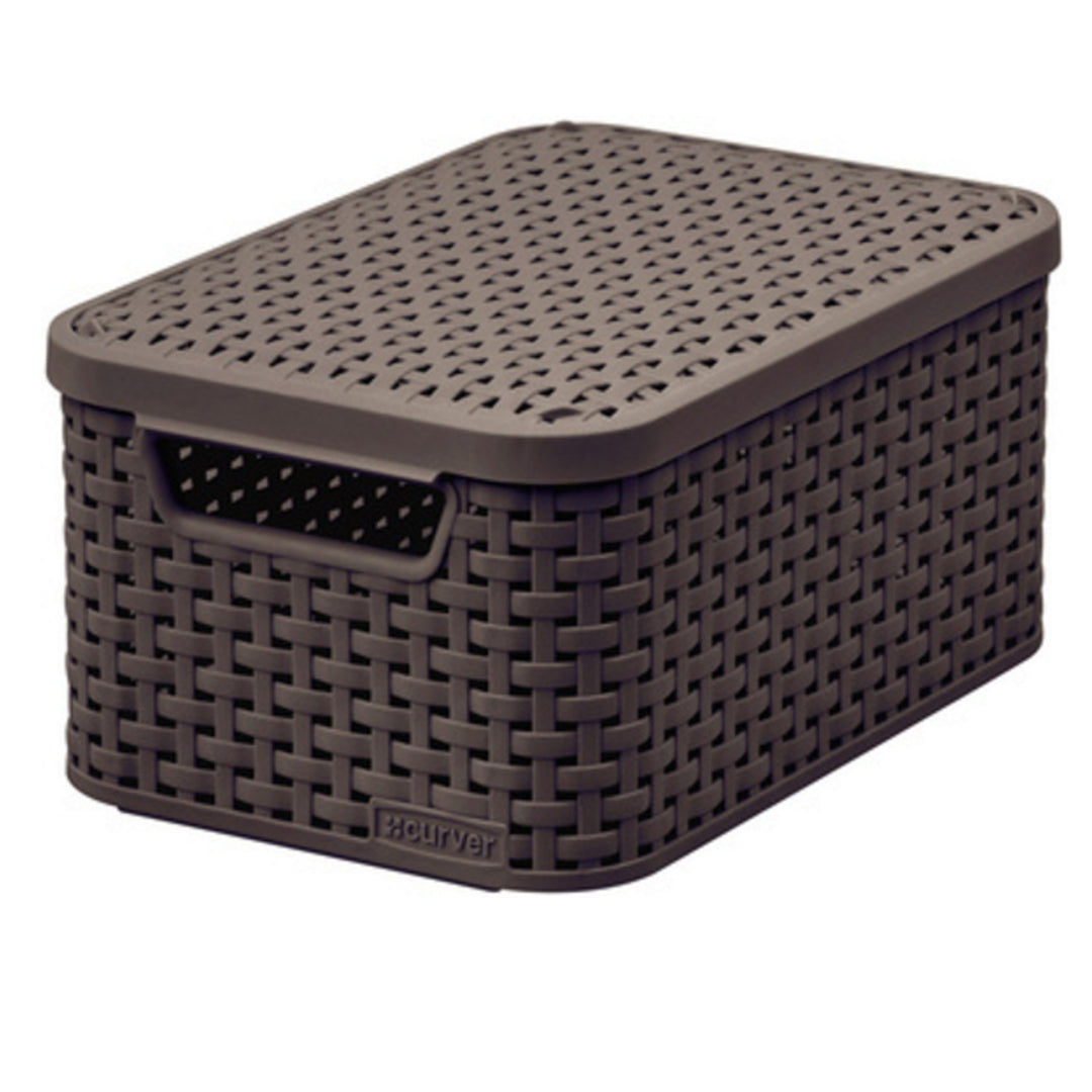 Mand met deksel Curver Rattan Style M donkerbruin