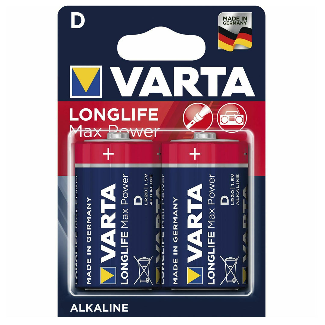 2x Varta Longlife Max Power R20 alkalinebatterijen