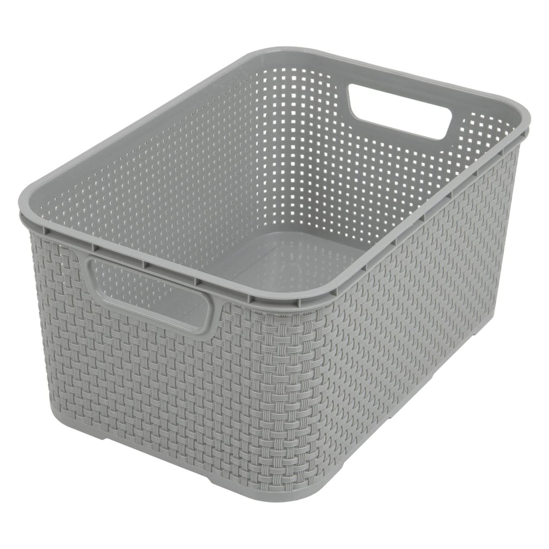BranQ Rattan opbergmand 7L grijs met handvaten