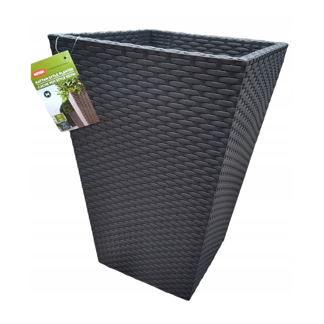 Keter bloempot, rechthoekig, hoogte 57 cm, antraciet, Rattan Plantenbak M