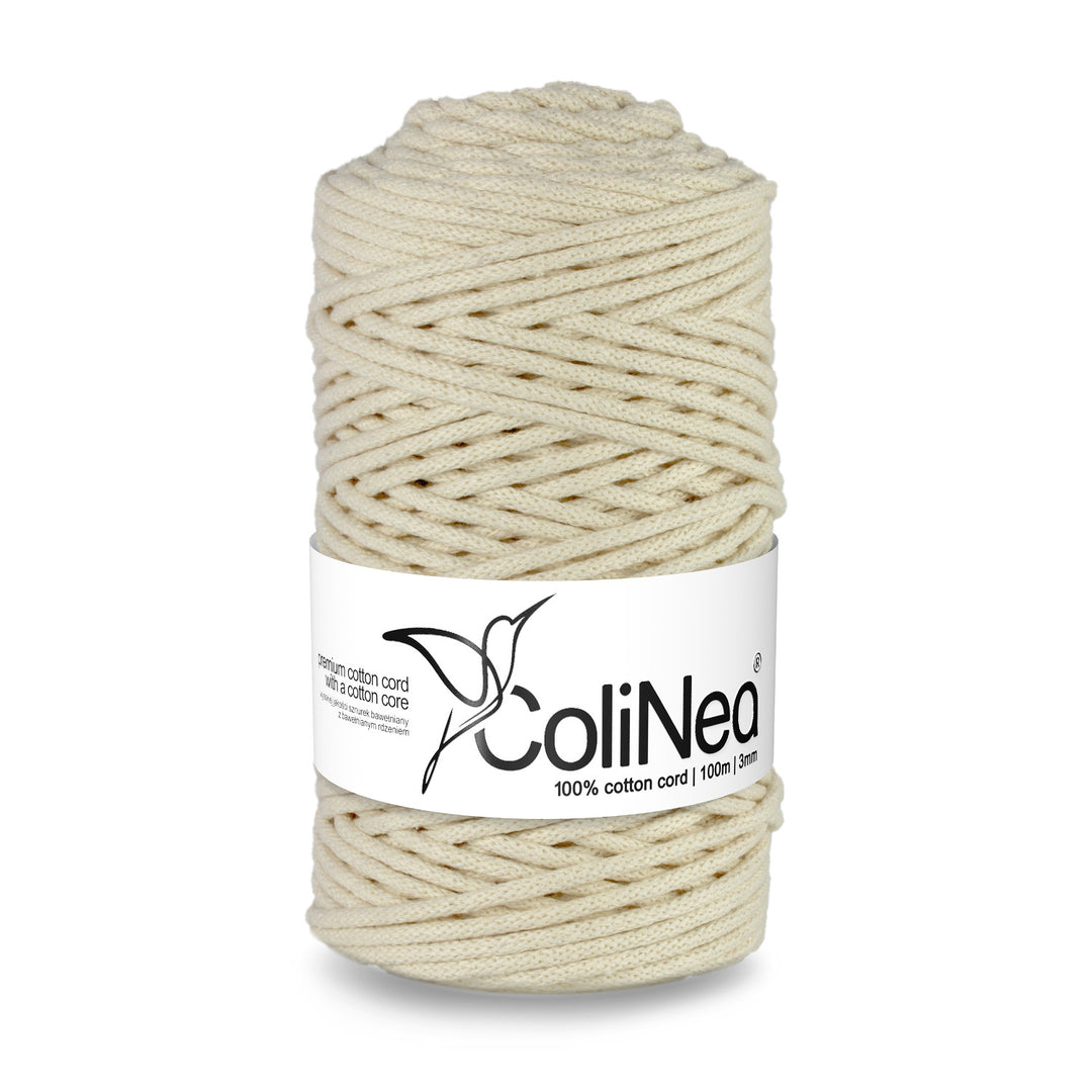ColiNea Katoenen Koord met katoenen kern 3mm 100m DIY Macrame Breien Ideaal voor Handwerk Macrame Katoenen Koord voor Ambachten Ivoor