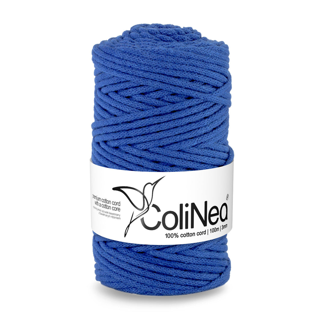 ColiNea Katoenen Koord met katoenen kern 3mm 100m DIY Macrame Breien Ideaal voor Handwerk Macrame Katoenen Koord voor Ambachten Donkerblauw