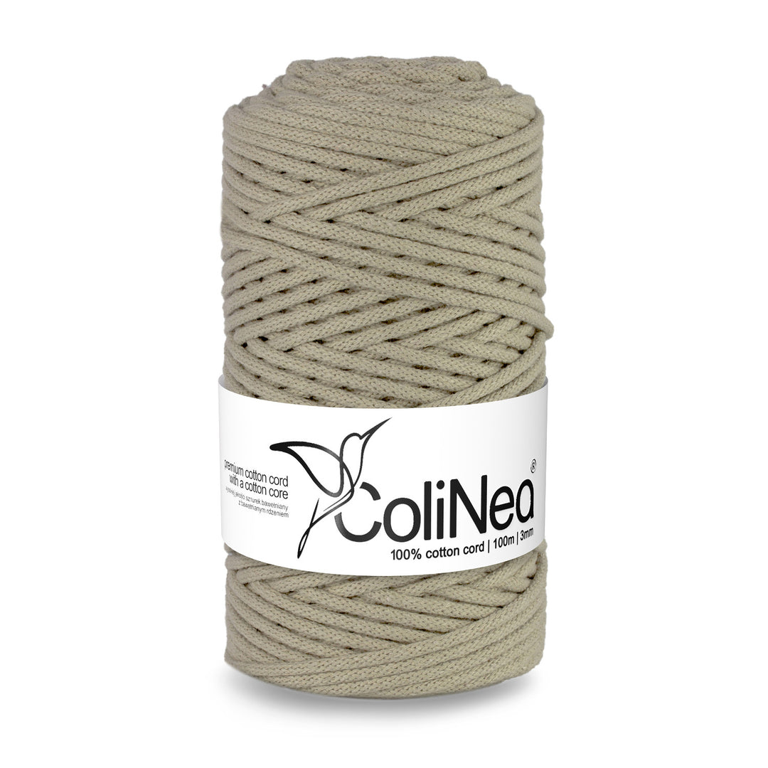 ColiNea Katoenen Koord met katoenen kern 3mm 100m DIY Macrame Breien Ideaal voor Handwerk Macrame Katoenen Koord voor Ambachten Licht beige