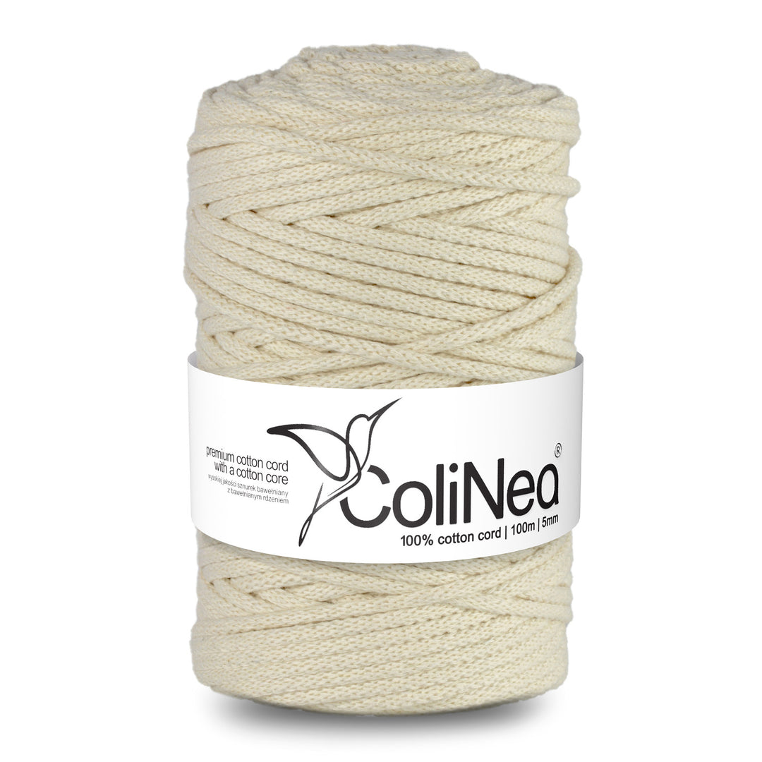 ColiNea Katoenen koord met katoenen kern 5mm 100m voor Macramé Tuinknutselen DIY Cadeaupapier Decoraties Ivoor