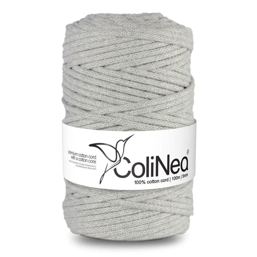 ColiNea Katoenen koord met katoenen kern 5mm 100m voor Macramé Tuinknutselen DIY Cadeaupapier Decoraties Lichtgrijs