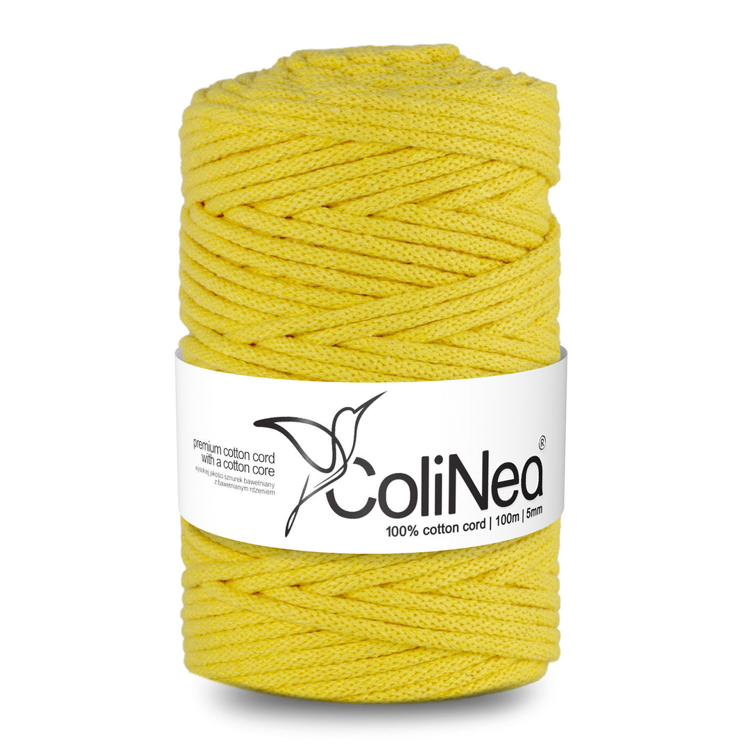 ColiNea Katoenen koord met katoenen kern 5mm 100m voor Macramé Tuinknutselen DIY Cadeaupapier Decoraties Licht geel