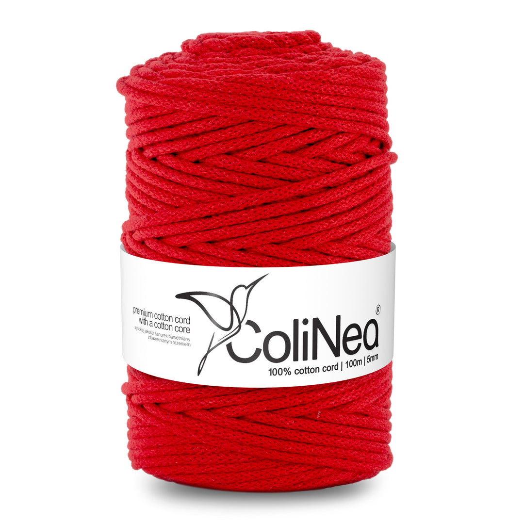 ColiNea Katoenen koord met katoenen kern 5mm 100m voor Macramé Tuinknutselen DIY Cadeaupapier Decoraties Rood
