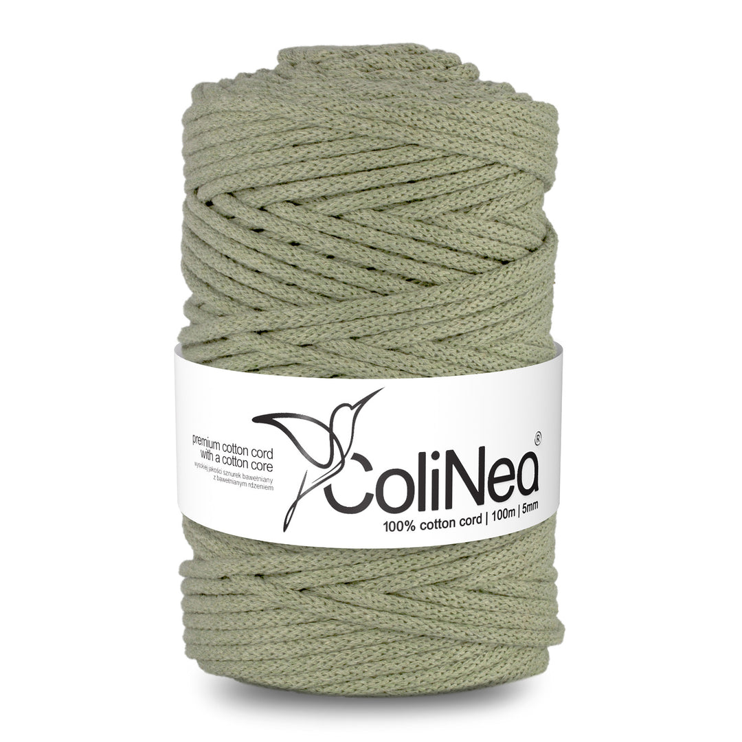 ColiNea Katoenen koord met katoenen kern 5mm 100m voor Macramé Tuinknutselen DIY Cadeaupapier Decoraties Olijfgroen