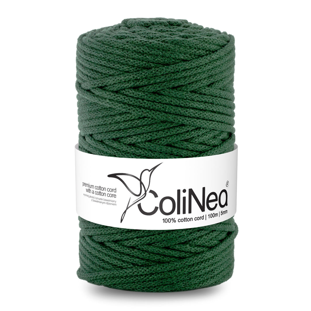 ColiNea Katoenen koord met katoenen kern 5mm 100m voor Macramé Tuinknutselen DIY Cadeaupapier Decoraties Flesgroen