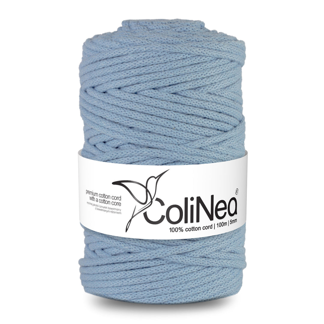 ColiNea Katoenen koord met katoenen kern 5mm 100m voor Macramé Tuinknutselen DIY Cadeaupapier Decoraties Hemelsblauw