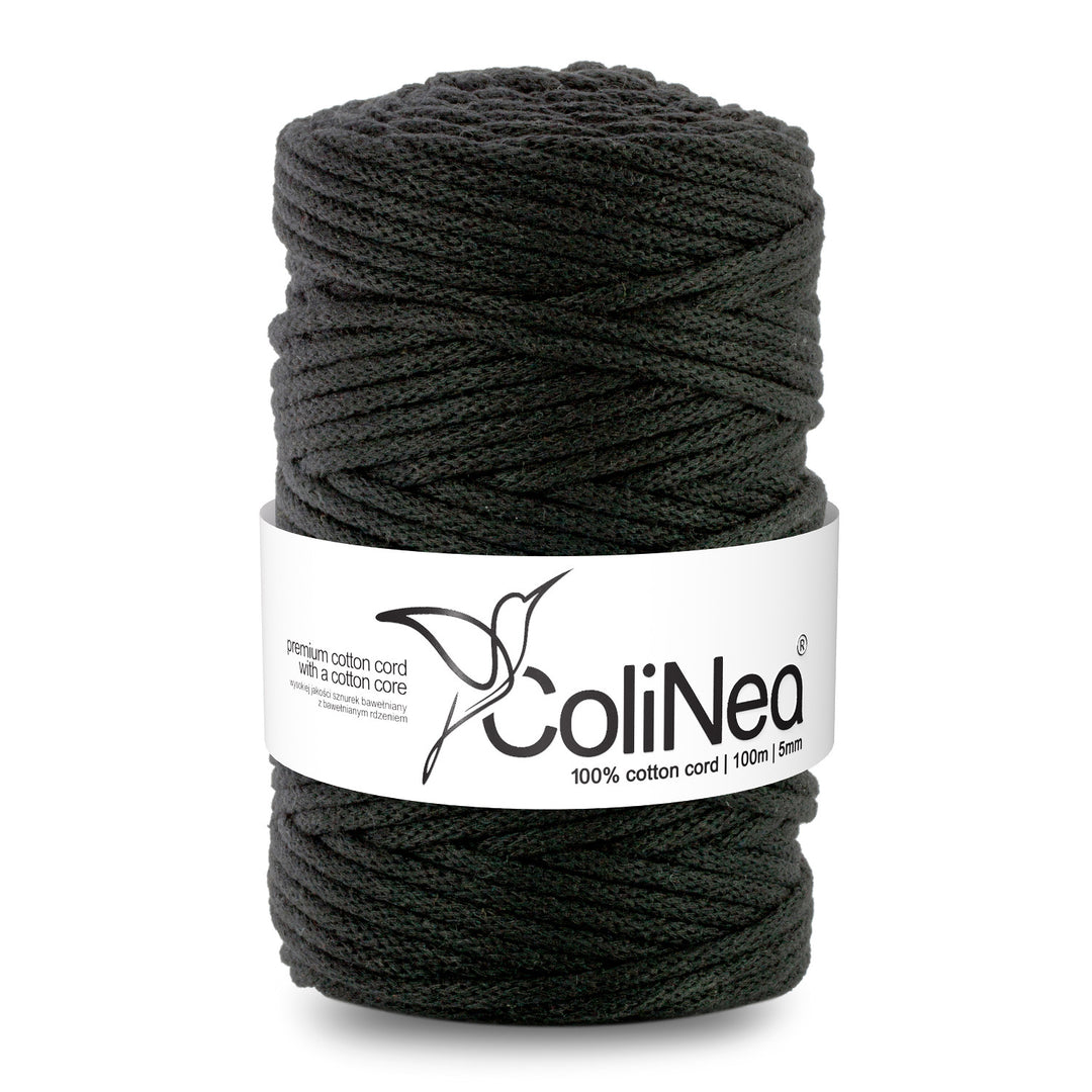 ColiNea Katoenen koord met katoenen kern 5mm 100m voor Macramé Tuinknutselen DIY Cadeaupapier Decoraties Zwart