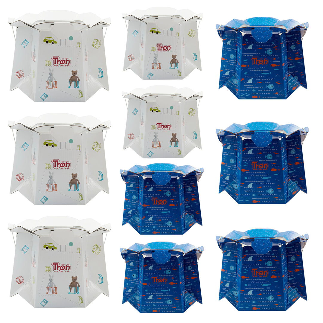 Tron wegwerp baby potje, vis en teddy/konijn, tot 30 kg, set van 10 stuks