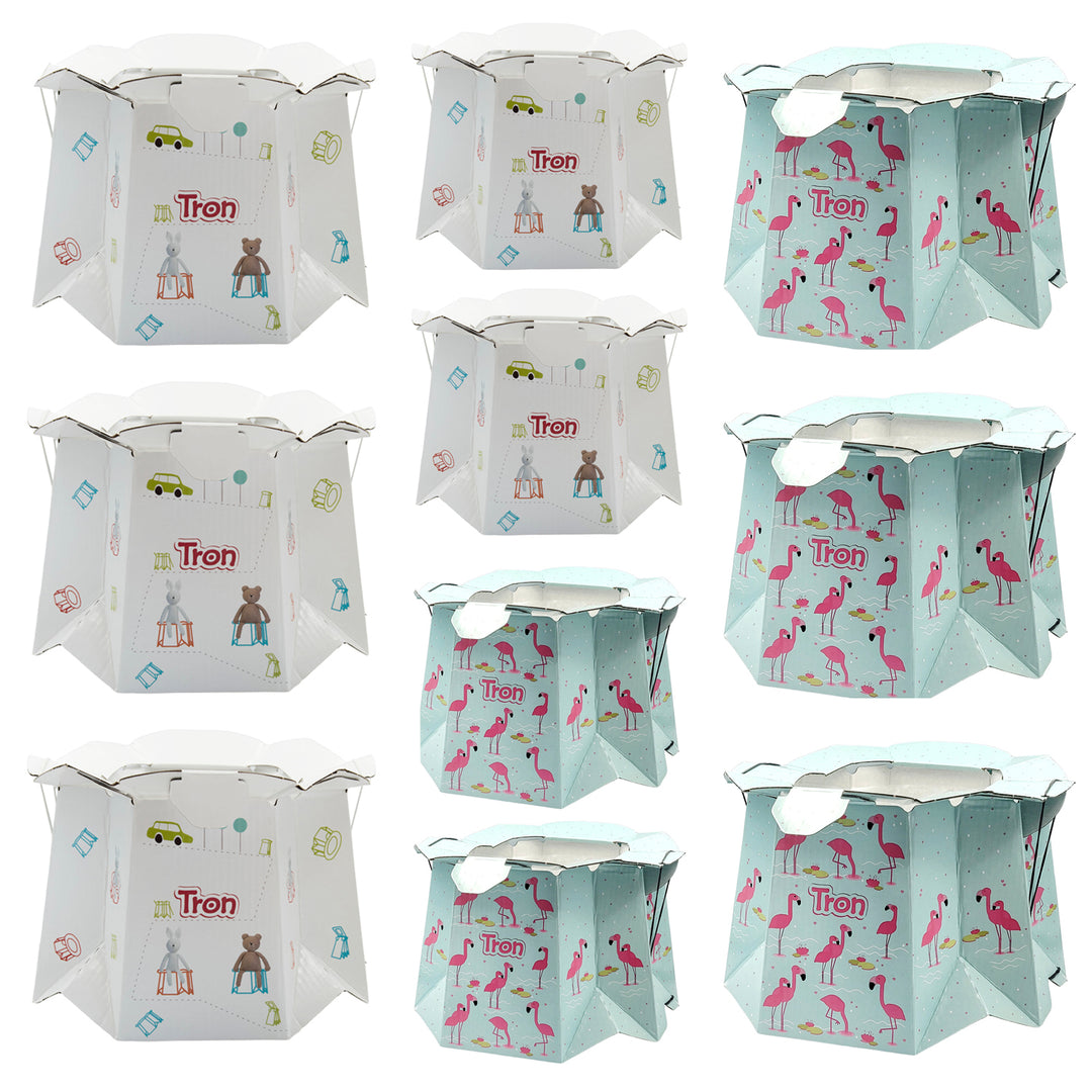Tron wegwerpbabypotje, flamingo en teddybeer/konijn, tot 30 kg, set van 10 stuks