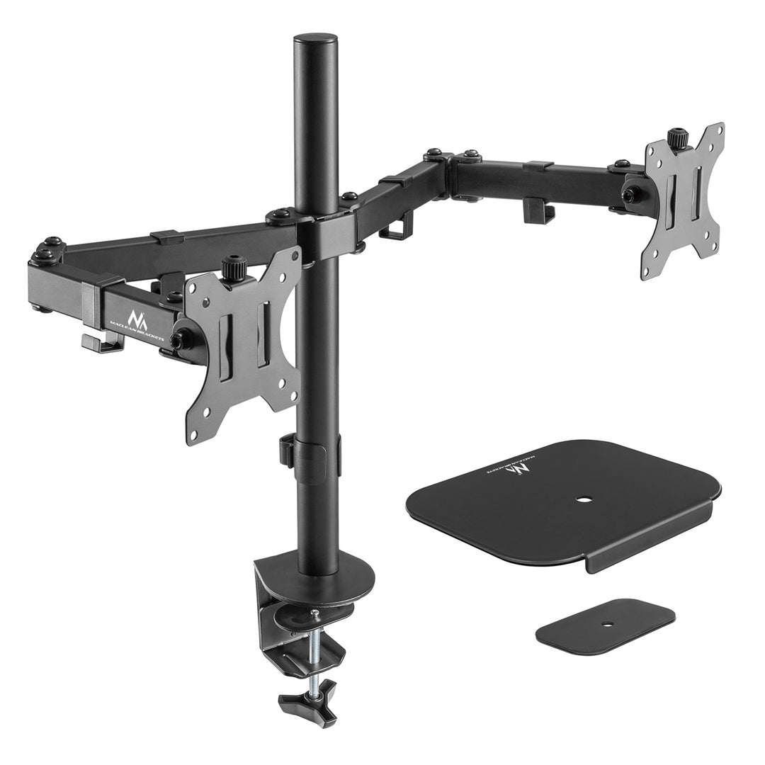 Maclean - Monitorstandaard - Bureausteun voor 2 LCD-monitoren - 17-32", 2x 8kg en Tafelbladversteviging voor monitortafel