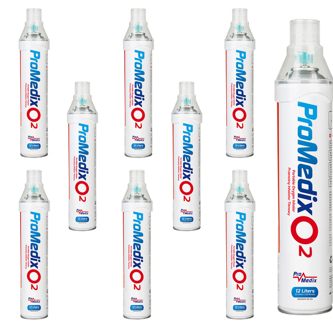 Promedix - Set van 9 stuks Draagbare zuurstofinhalator in een blik 99,4% O2 12L