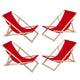 Set van vier ligstoelen, rood, Woodok, gemonteerd