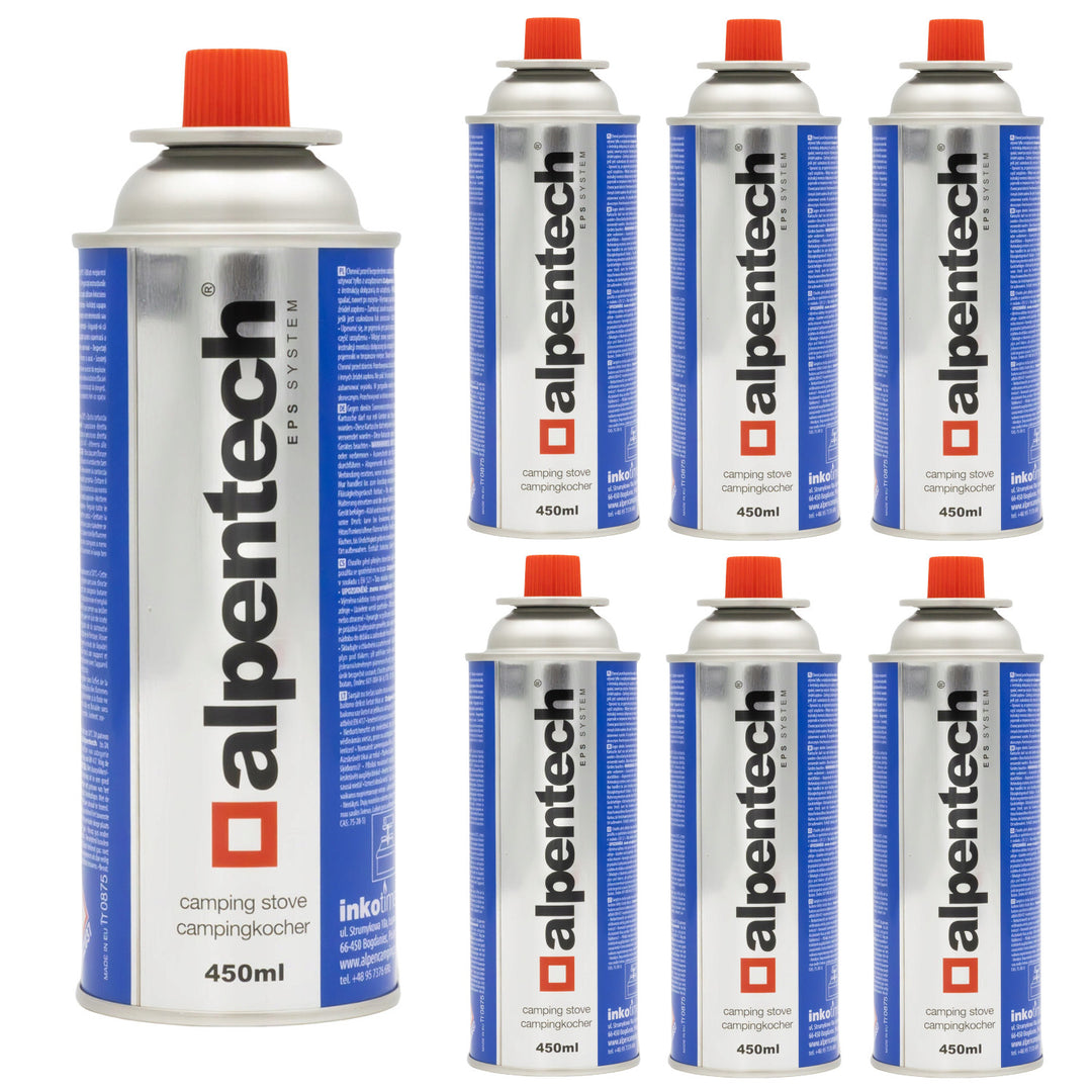 Alpentech 450ml gaspatroon, EN417 conform, isobutaan, EPS systeem, IK301, 7 stuks