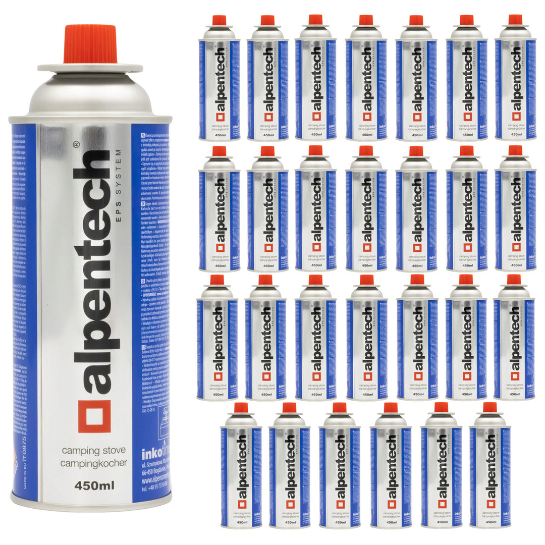 Alpentech 450ml gaspatroon, EN417 conform, isobutaan, EPS systeem, IK301, 28 stuks