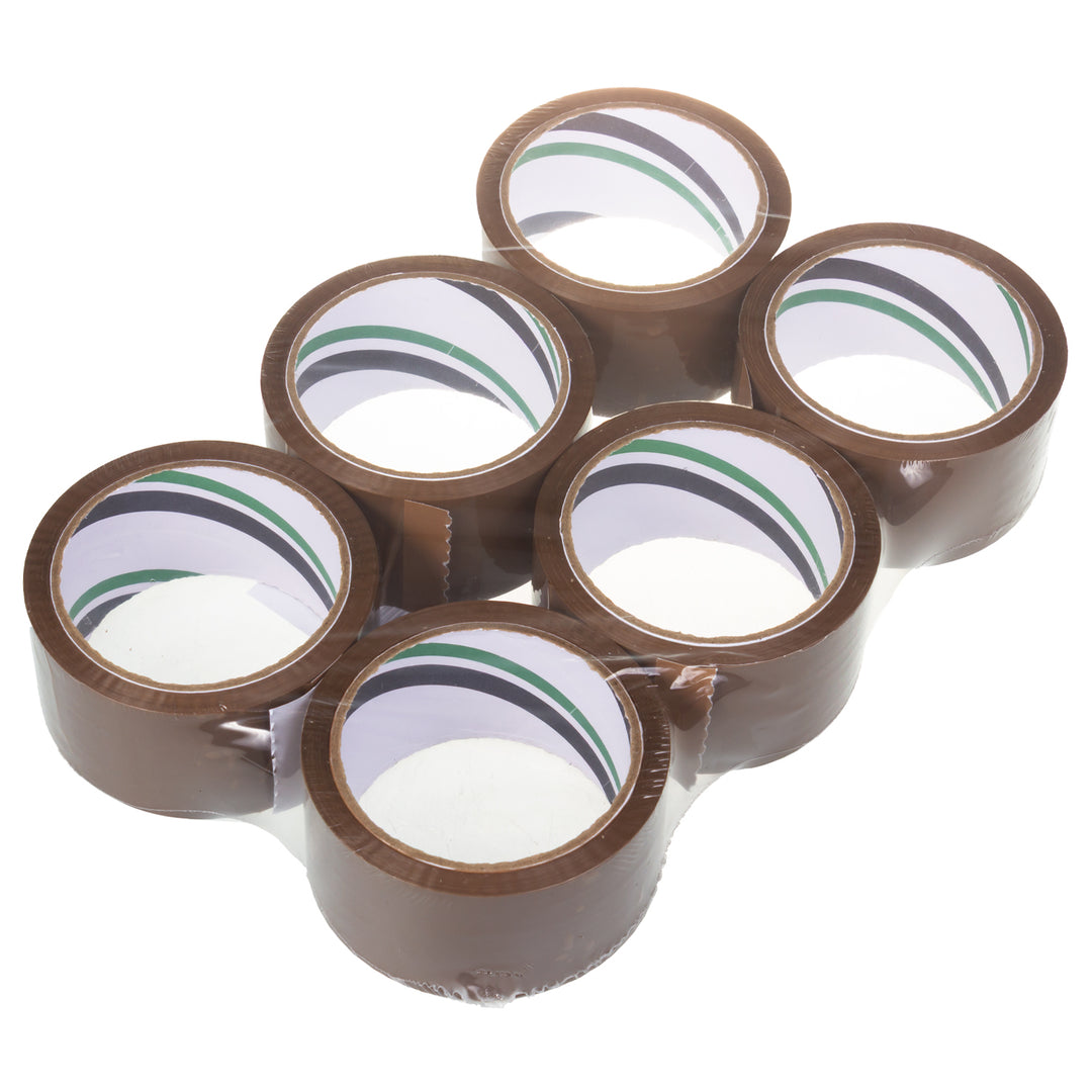 Zelfklevende bruine acryl verpakkingstape 54m 48mm - 6 stuks