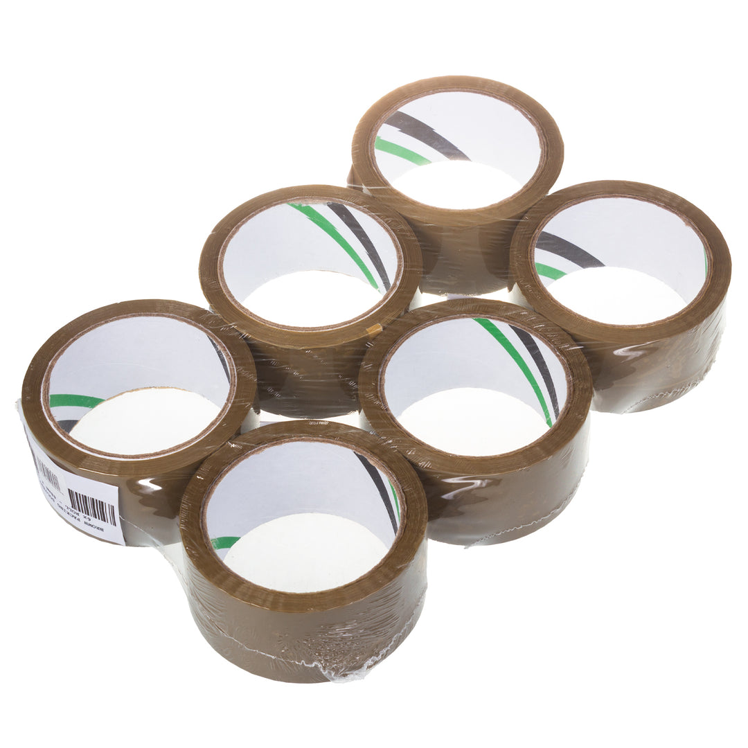 Bruin oplosmiddelhoudend zelfklevend verpakkingstape 54m 48mm - 6 stuks