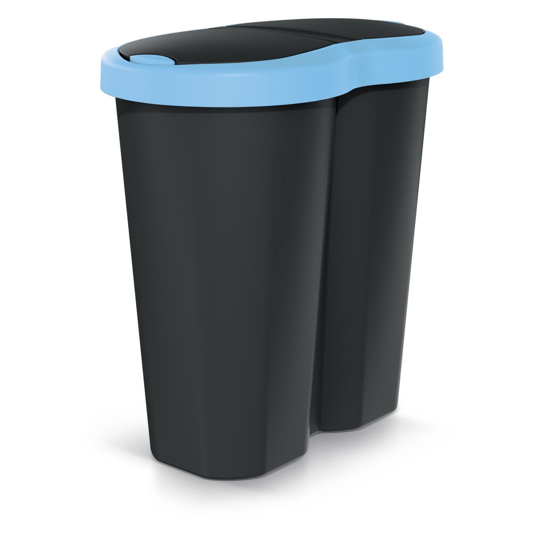 Afvalmand Compacta R Duo, blauw/zwart, inhoud 40L, één compartiment, twee deksels, NDRF40-2717C_S411