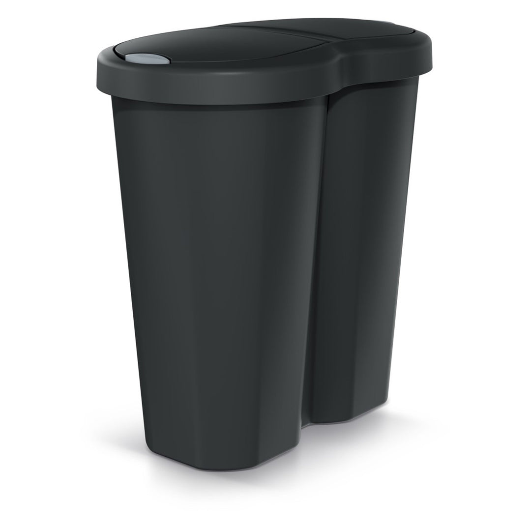 Vuilnismand Compacta R Duo, zwart, inhoud 40L, één compartiment, twee deksels, NDRF40-S411