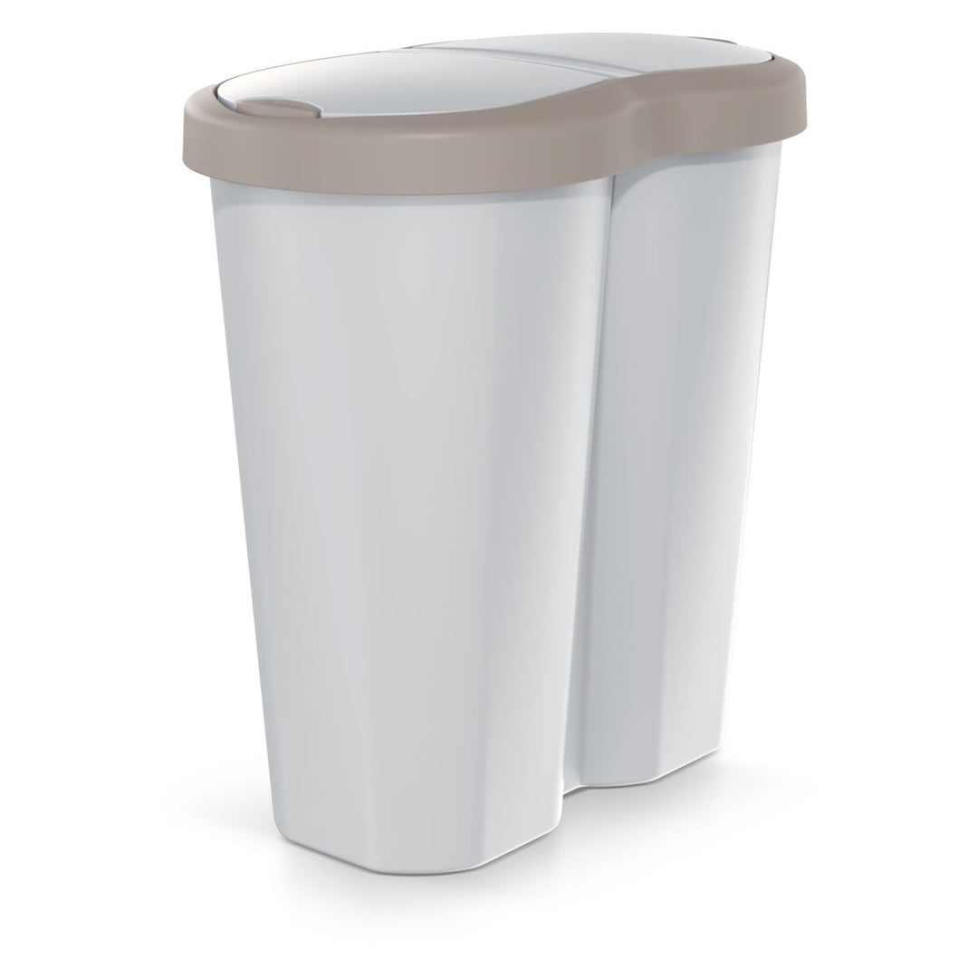 Afvalmand Compacta R Duo, bruin/ashmere, inhoud 40L, één compartiment, twee deksels, NDRF40-WG5C_427C