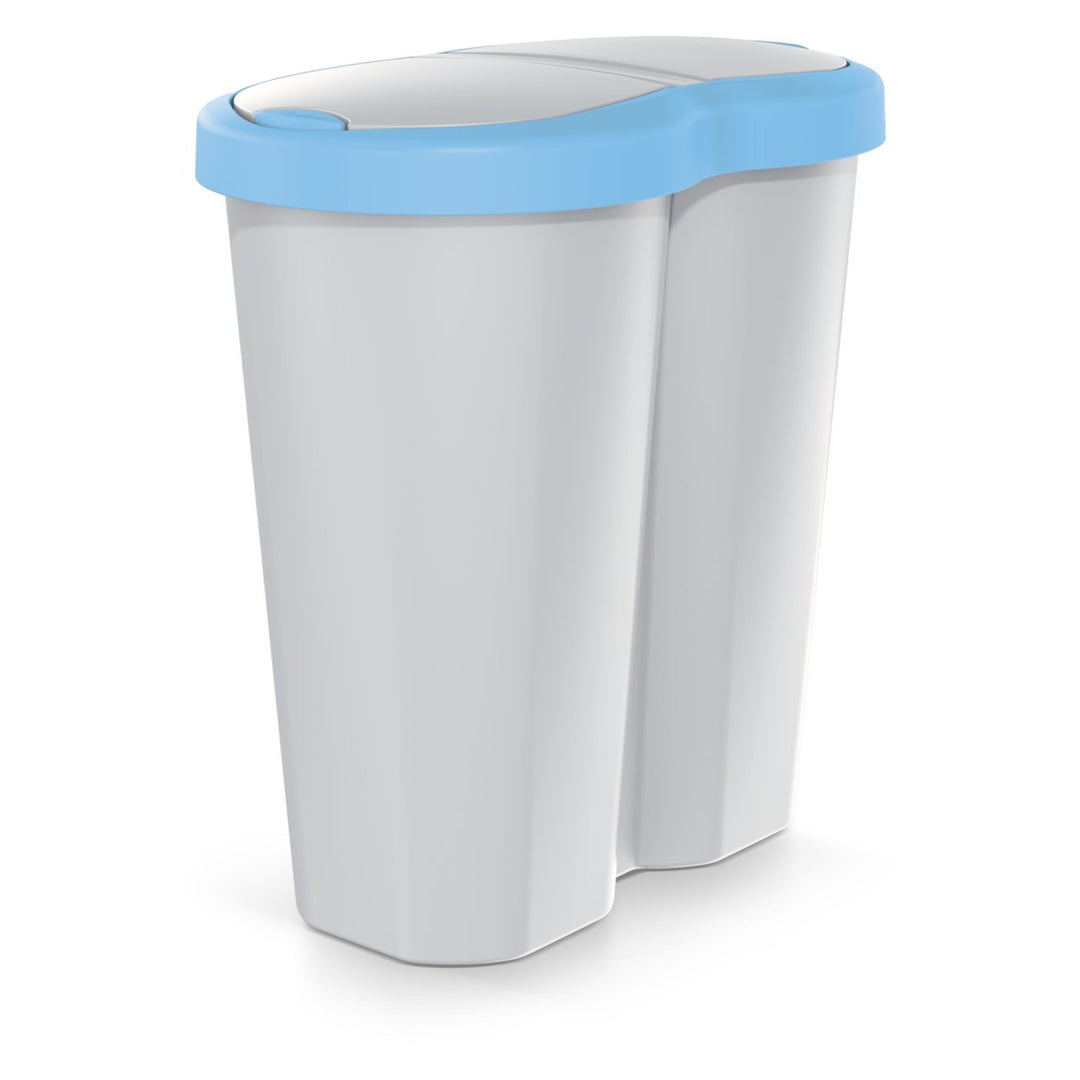 Afvalmand Compacta R Duo, blauw/as, inhoud 40L, één compartiment, twee deksels, NDRF40-2717C_427C