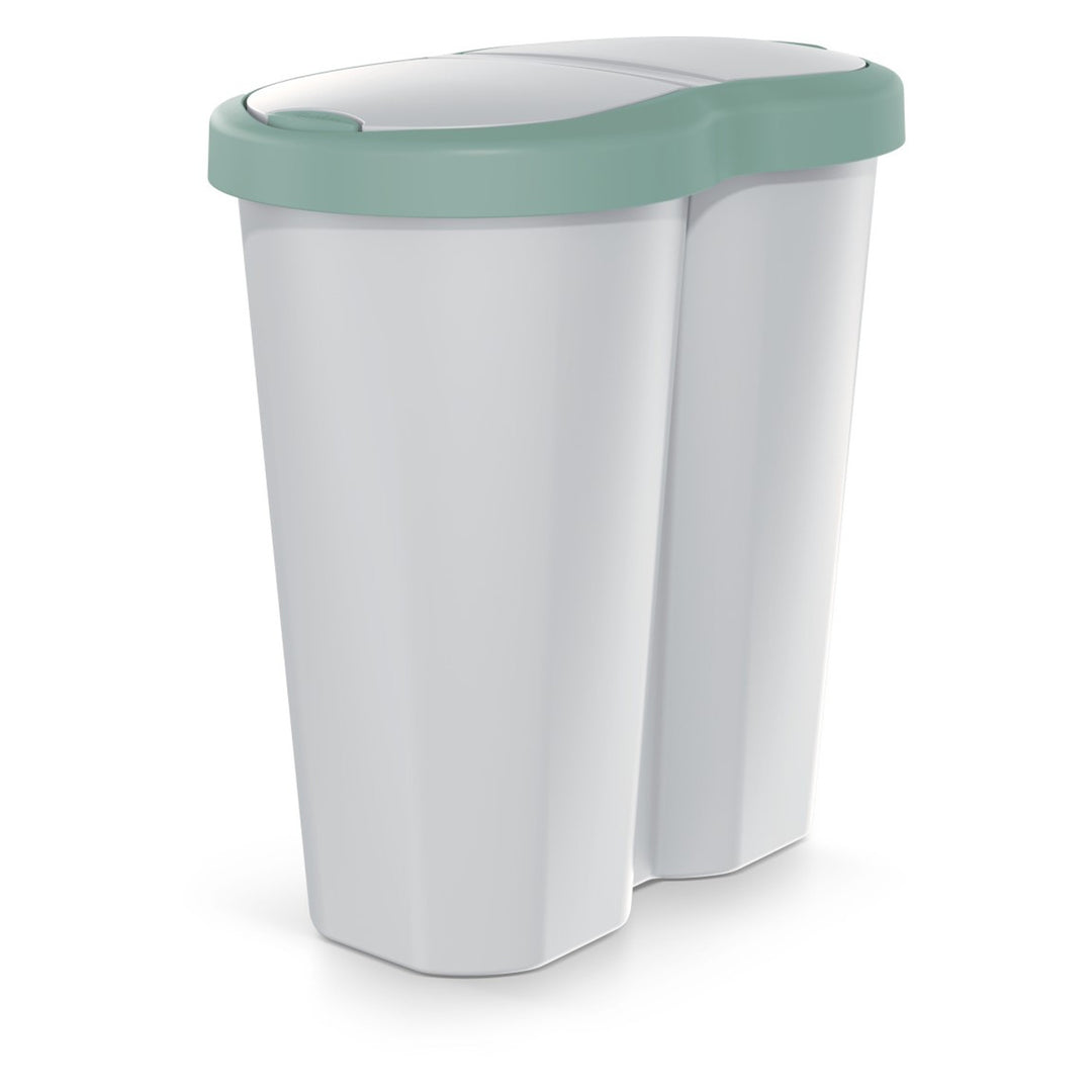 Afvalmand Compacta R Duo, groen/asgrijs , inhoud 40L, één compartiment, twee deksels, NDRF40-5575C_427C