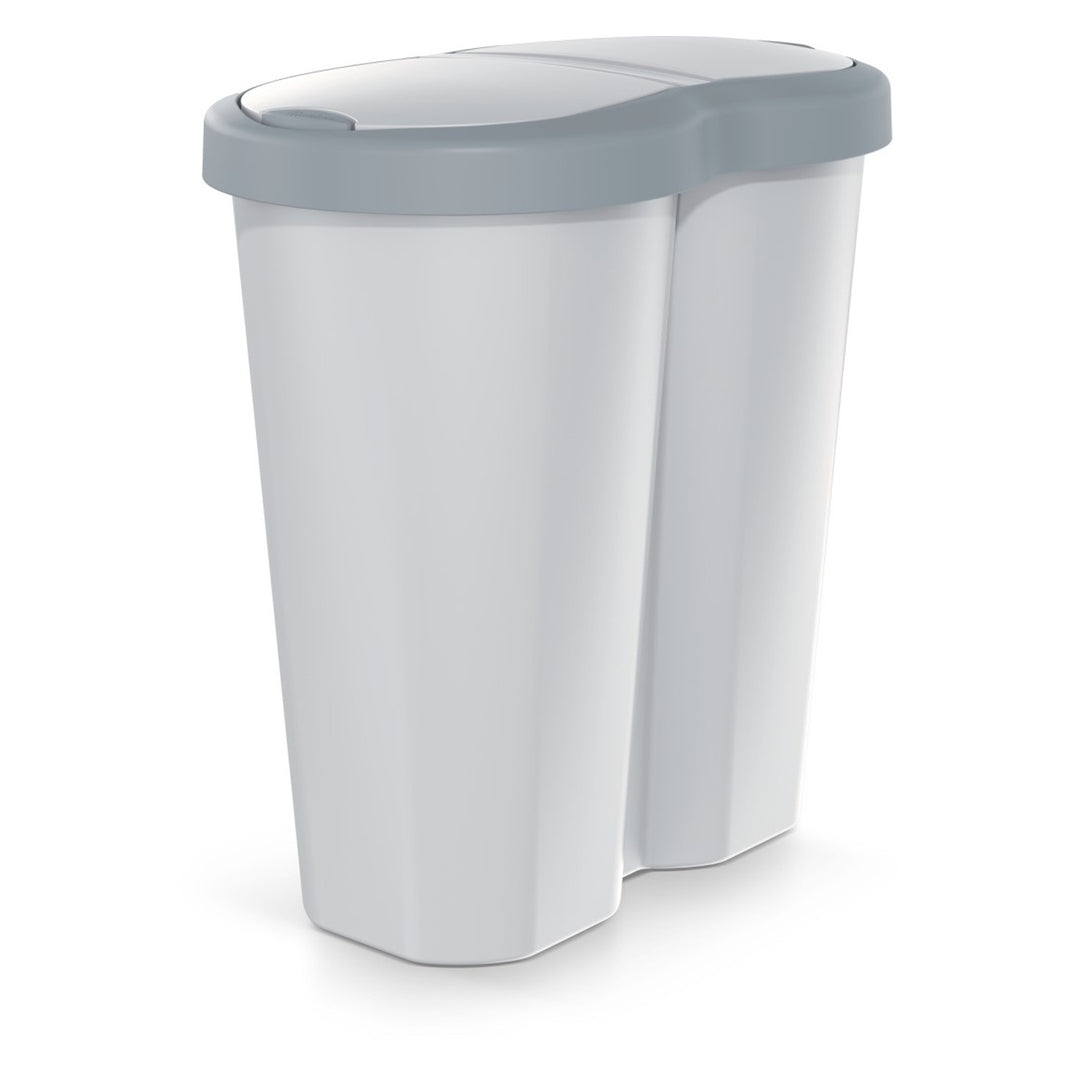 Afvalmand Compacta R Duo, grijs/asgrijs, inhoud 40L, één vak, twee deksels, NDRF40-429U_427C