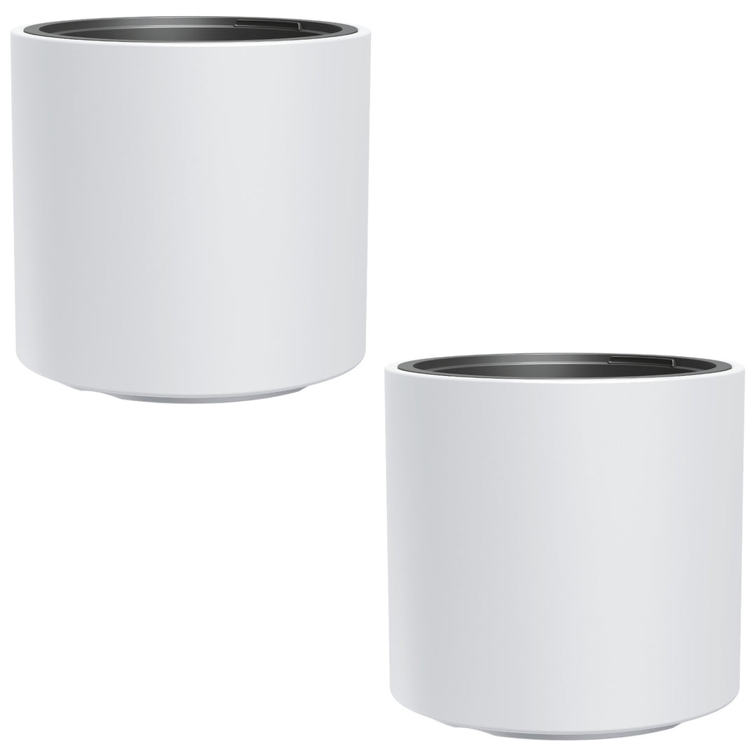 HEOS vorstbestendige bloempot, wit, met inzetstuk, inhoud 31L, mat, DBHER470, 2 stuks