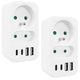 Maclean contactdoos x2 + 4xUSB, splitter met 2 contactdozen, 2xUSB A, 2xUSB C PD 20W, 1x16A + 1x6A, MCE249 F/W, 2 stuks