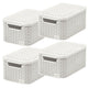 Curver-mand, universeel, met deksel, crèmekleurig, Rattan Style M, 4 stuks