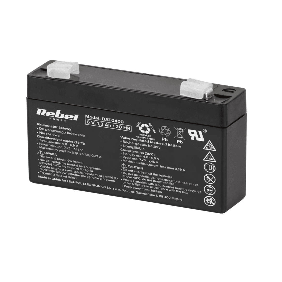 Rebel gelbatterij, onderhoudsvrij, lekvrij, 6V, 1,3Ah, BAT0400