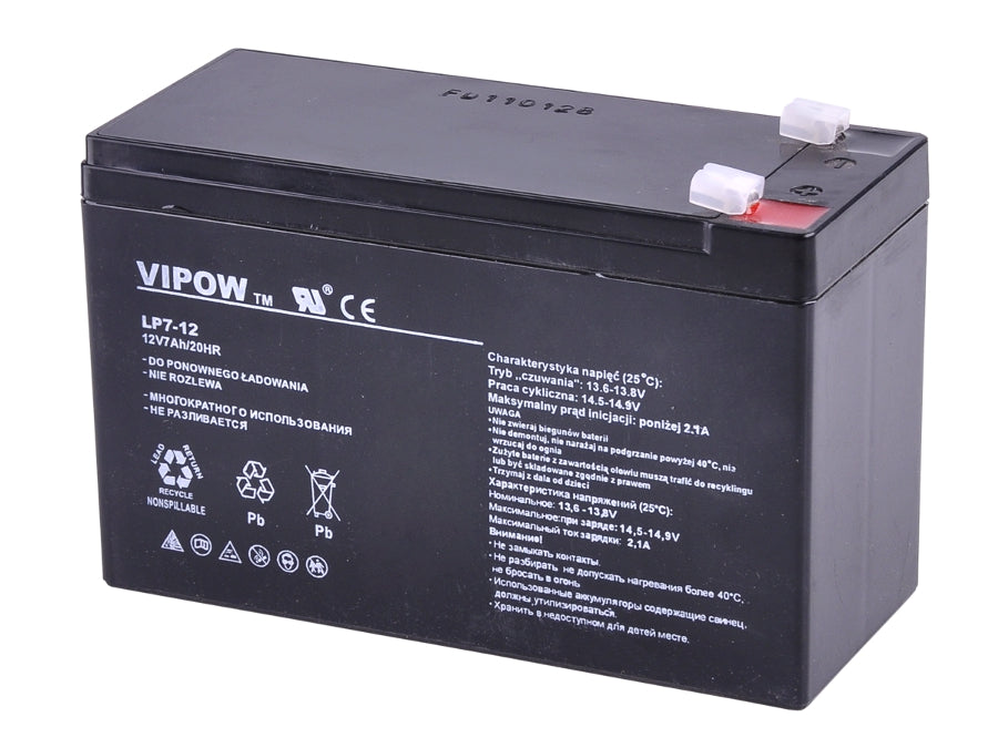 Onderhoudsvrije gelaccu 12V 7Ah Vipow BAT0211