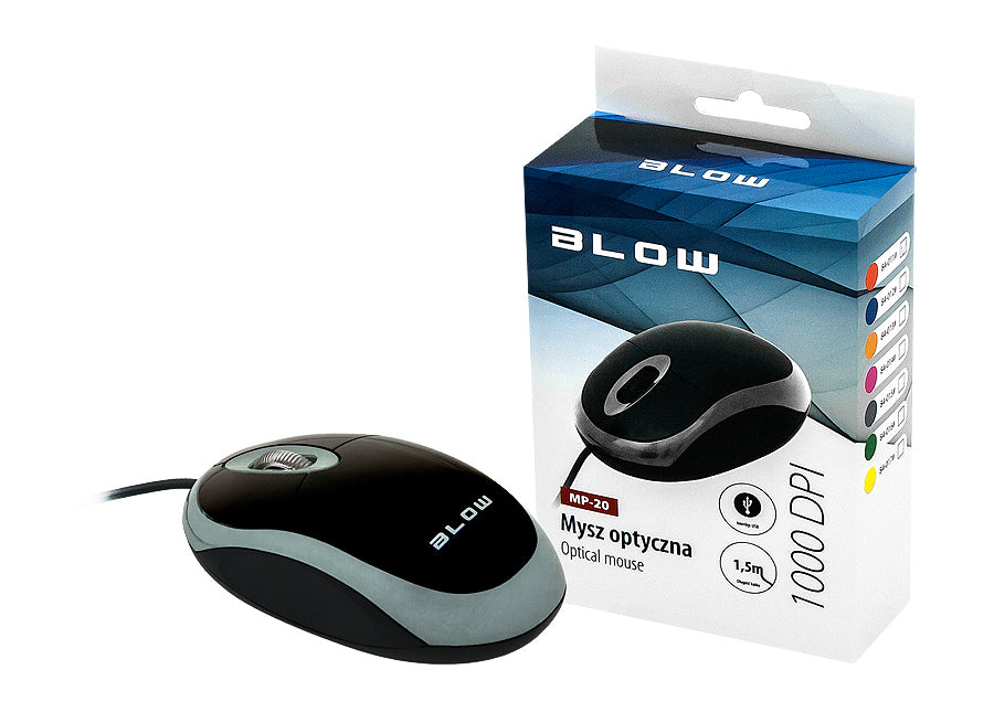 Optische, bedrade muis WIRED MP-20 BLOW USB 100DPI grijs