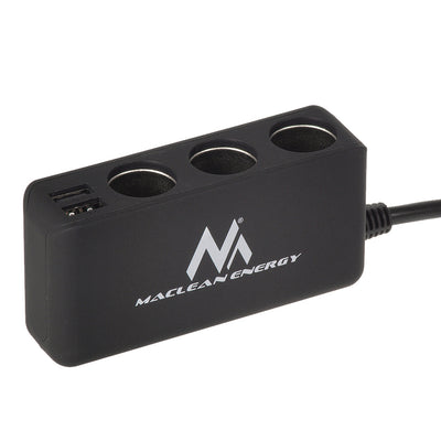 Maclean MCE117 Autolader voltmeter sigarettenaansteker verdeler 3-voudig stopcontact 4xUSB 2 x 2,4A en 2 x 1A 5V KFZ