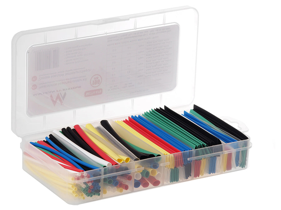 Set Maclean krimpkousen, 7 kleuren, lengte 95 mm, breedte 2 mm, 4 mm, 6 mm, 8 mm, 10 mm, 12 mm, 196 stuks, MCTV-679