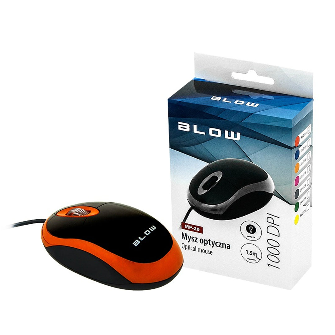 Blow Optische, bedrade muis MP-20 USB 100DPI Oranje