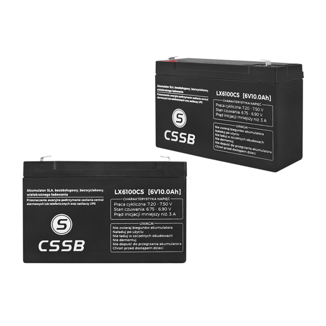 CSSB gel-batterij 6V 10Ah 151x50x94 1,5kg 6,75 tot 6,9 VDC / 25 ° C