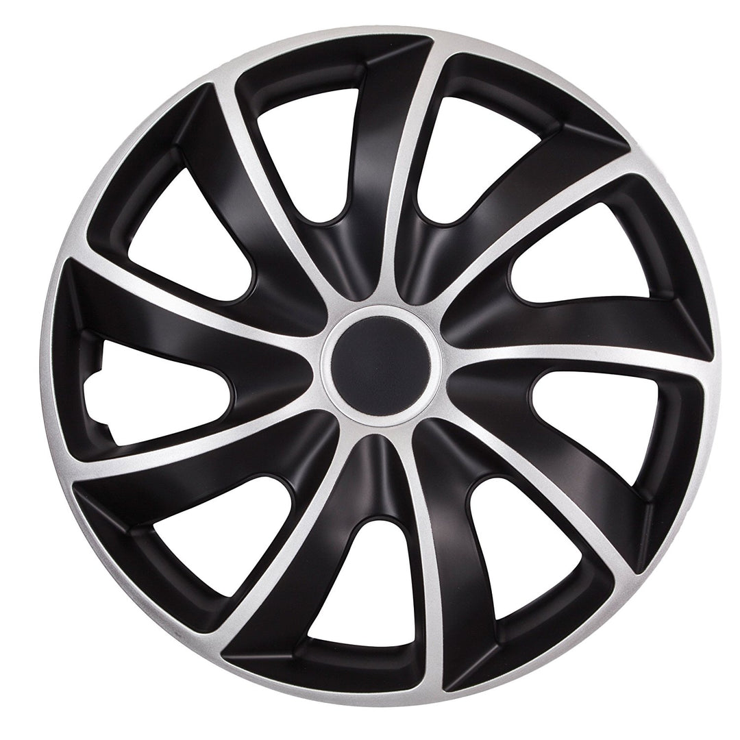 QUAD BICOLOR CS 14 "corpricerchi - Set van 4 stuk wieldoppen - zilver /zwart