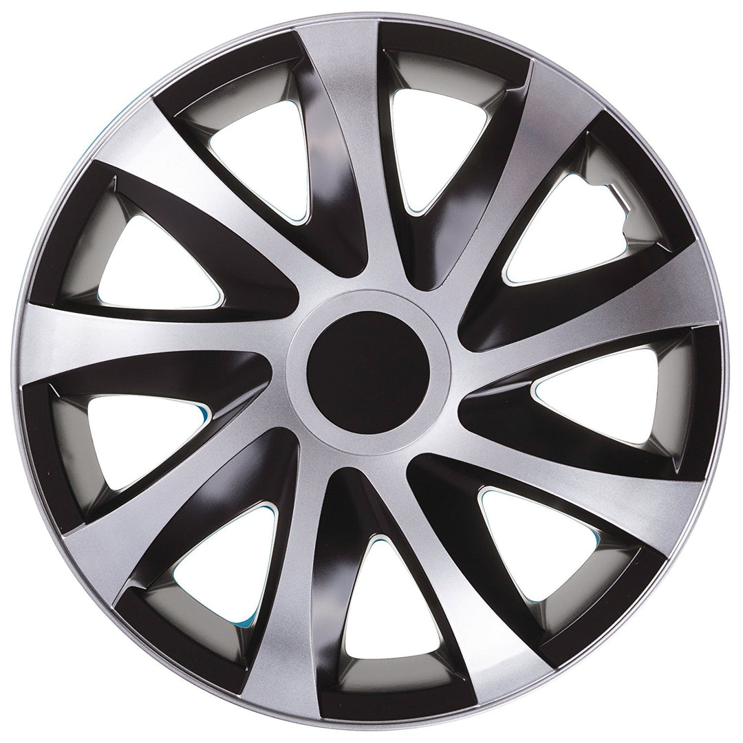 DRACO CS Wieldoppen15 "4-delig - Zilver met Zwart - Set van 4 stuk