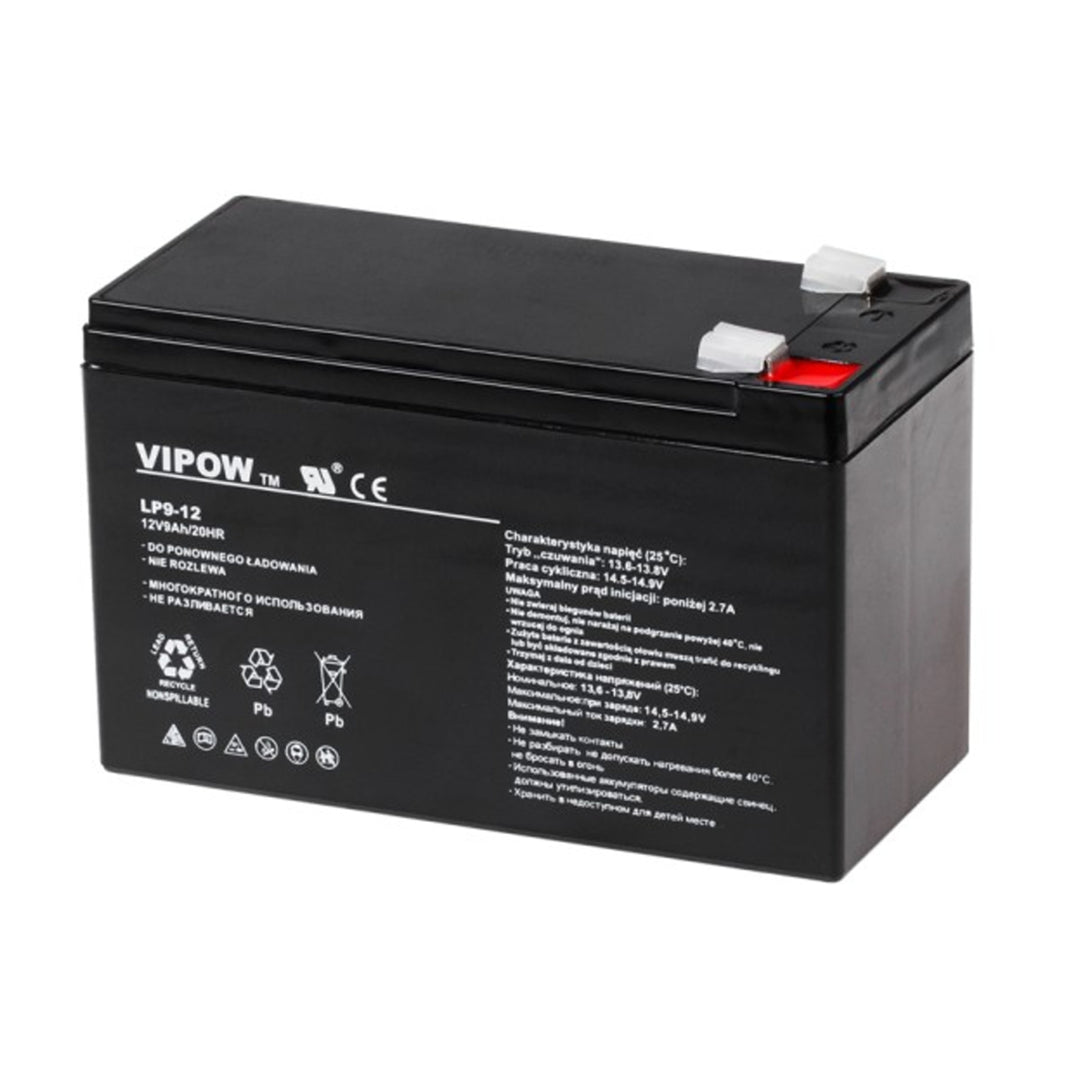 VIPOW gelbatterij, onderhoudsvrij, lange levensduur, 12V 9Ah