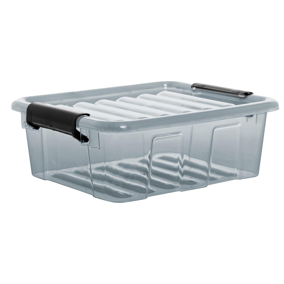 Bak met deksel Plast Team Home Box 1,6L transparant grijs