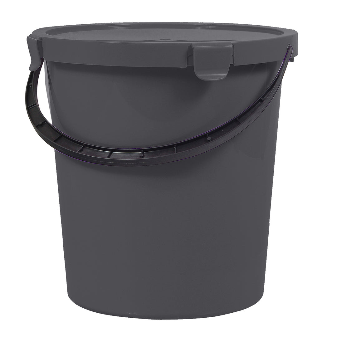 Plast Team Berry 5L emmer met deksel en handvat, donkergrijs