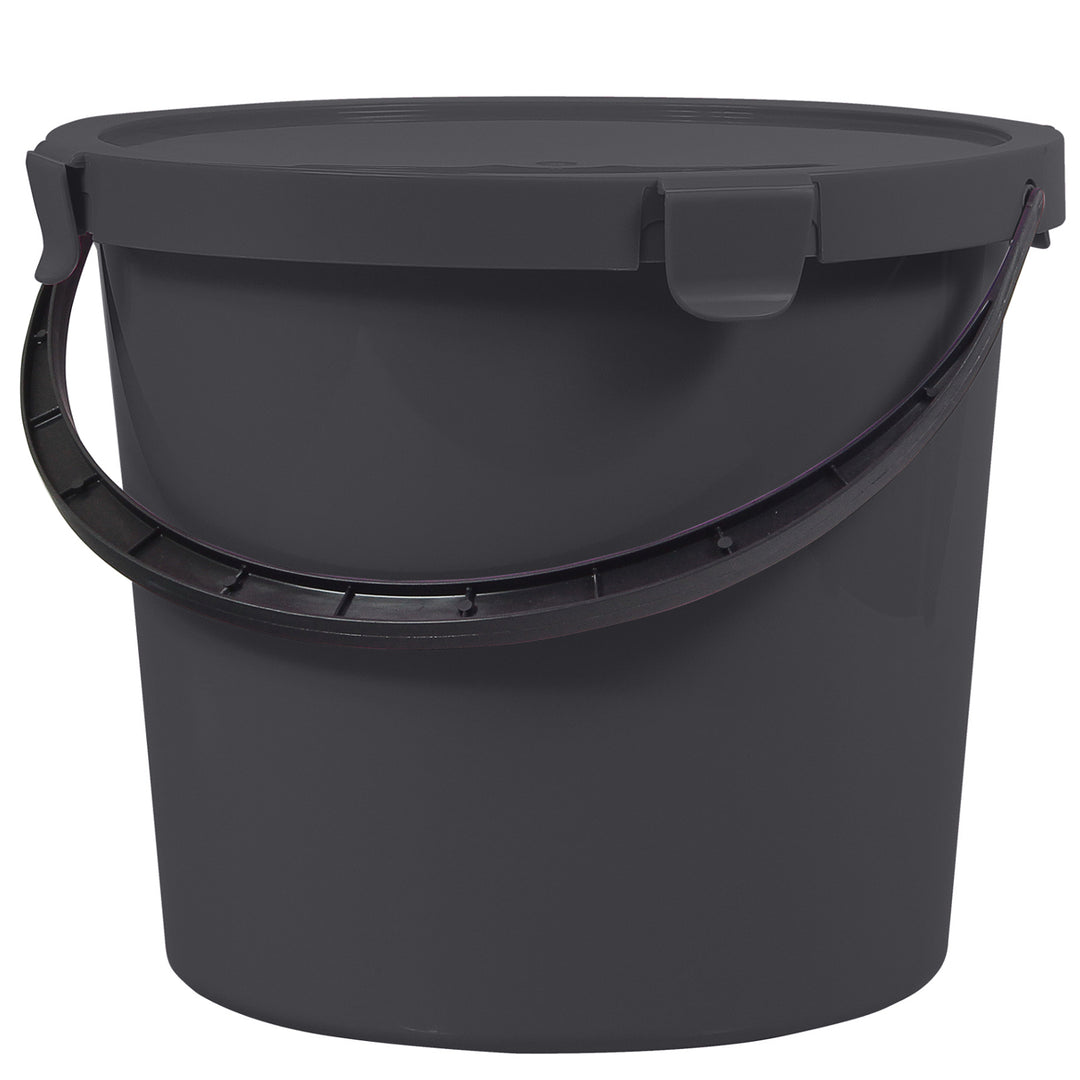Plast Team Berry 10L emmer met deksel en handvat, donkergrijs
