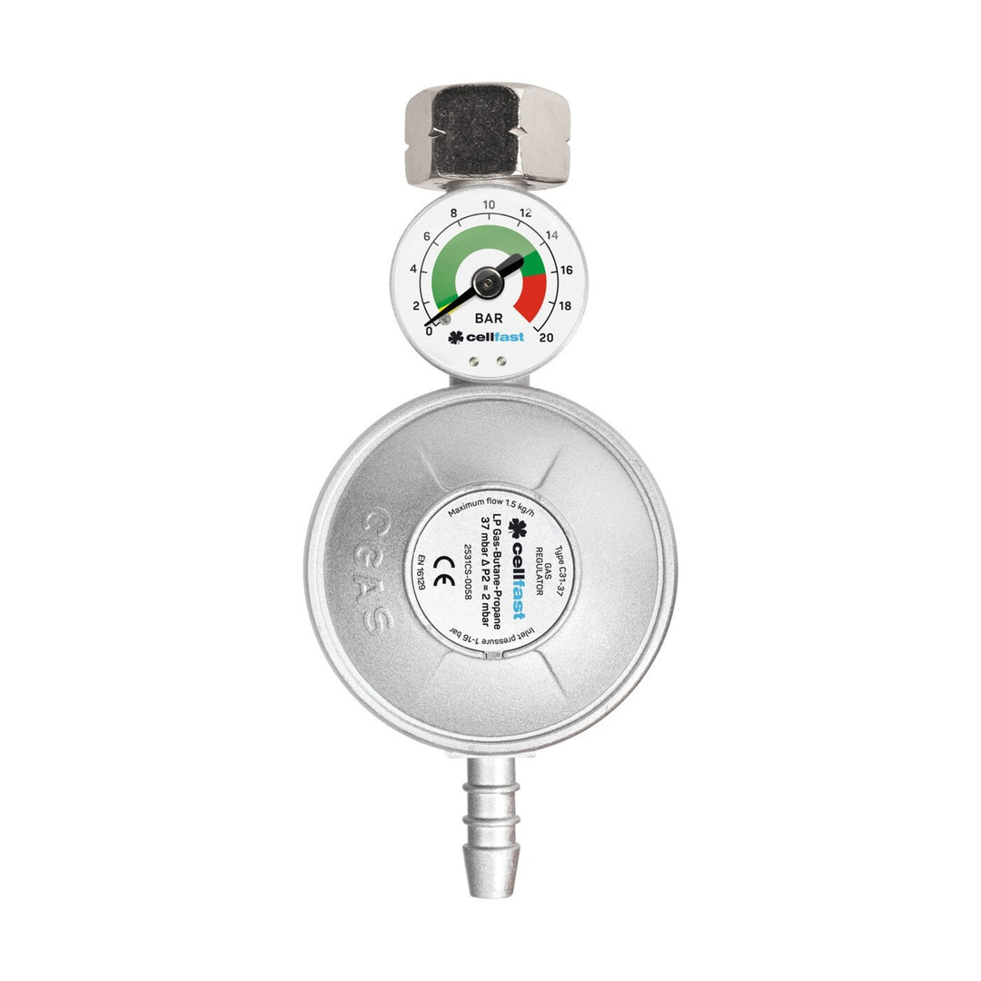 Cellfast gasregelaar met manometer LPG / propaan / butaan