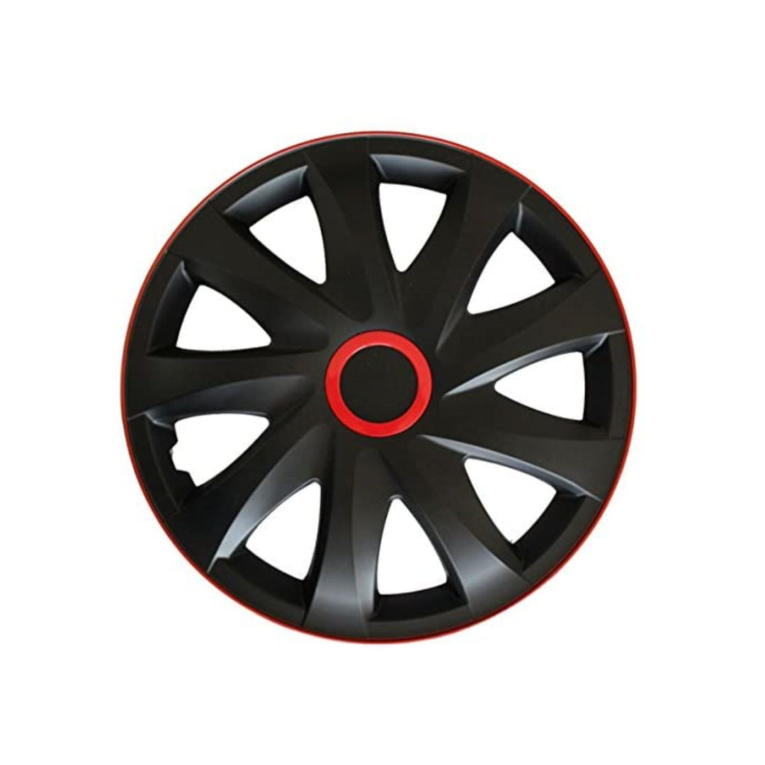 Set 15" Kando RACE wieldoppen zwart en rood 4 stuks